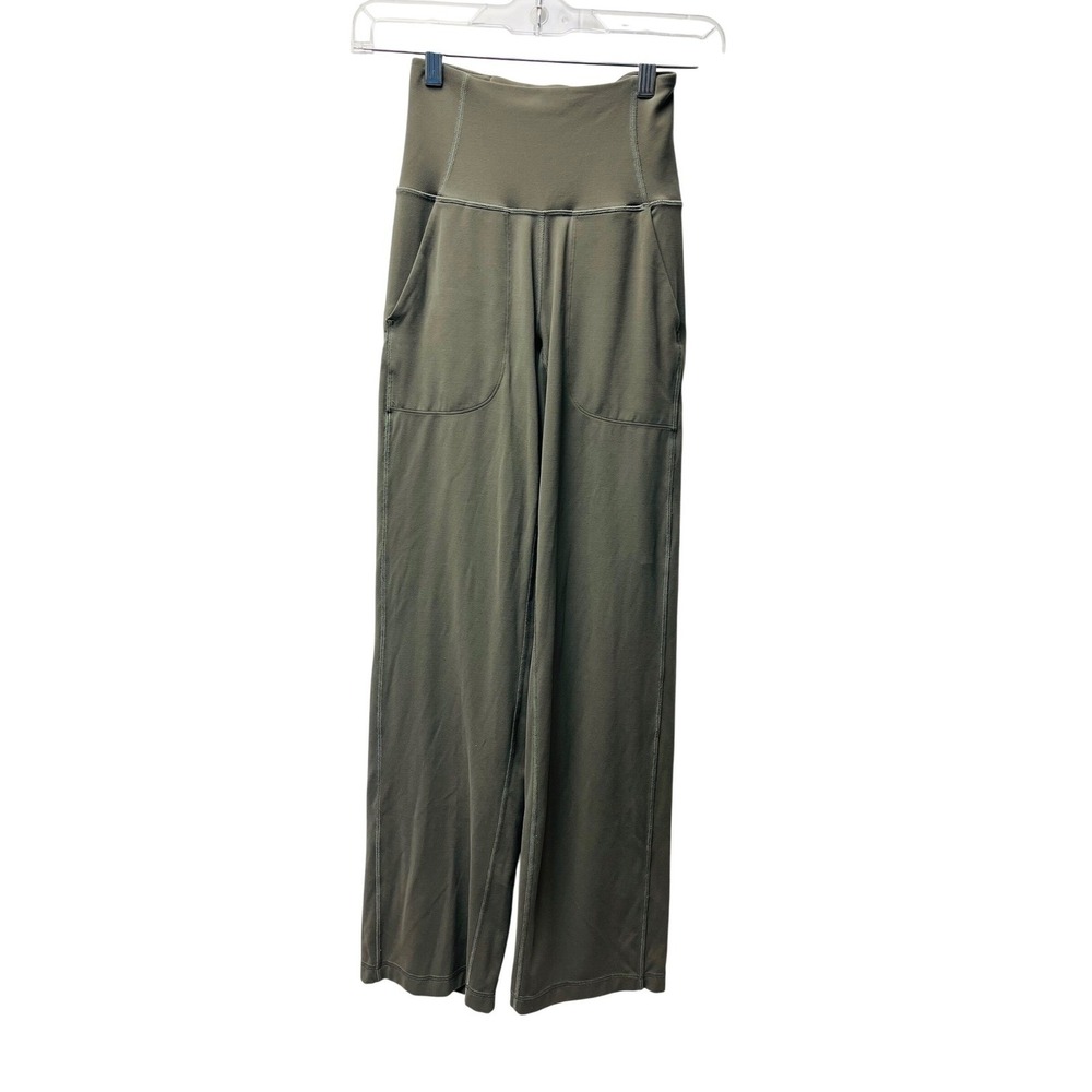 Lululemon Align High-Rise Wide Leg Pants Sz 0 Olive Green Relaxed Comfort Studio